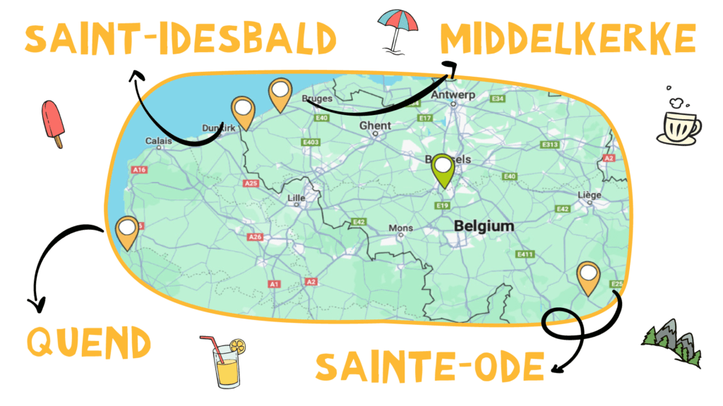 Carte des séjours en Belgique et en France