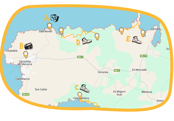 Carte du voyage à Minorque